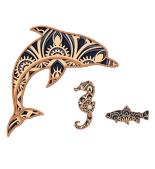 Laser Cut Multi-Layered Dolphin