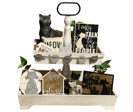 Sassy Cat Tiered Tray Set