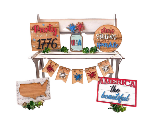 America the Beautiful Tiered Tray Set