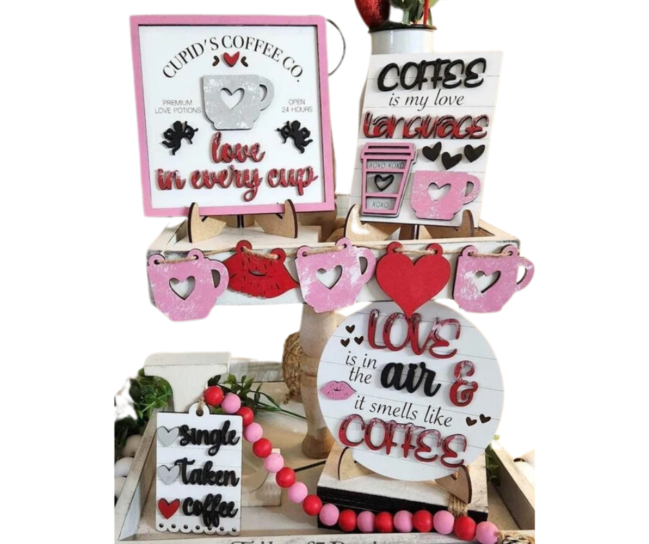 Cupid's Coffee Tiered Tray Set