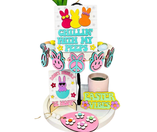 Groovy Easter Peeps Tiered Tray Set