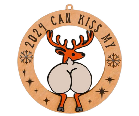 Wood Ornament Reindeer Booty