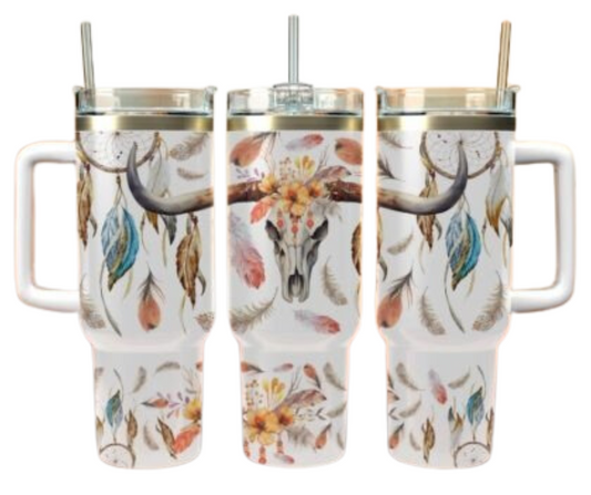 Boho Feather Sublimation Tumbler