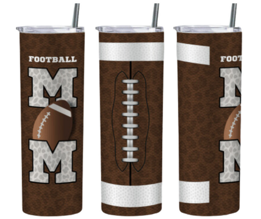 Leopard Football Mom Sublimation Tumbler