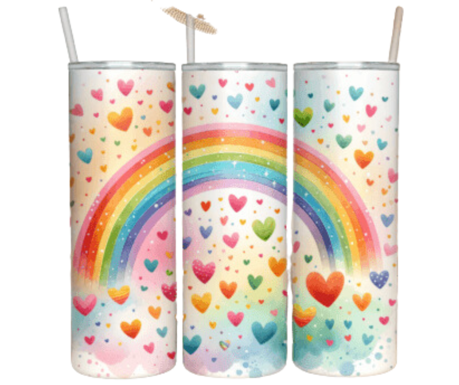 Rainbow Hearts Sublimation Tumbler