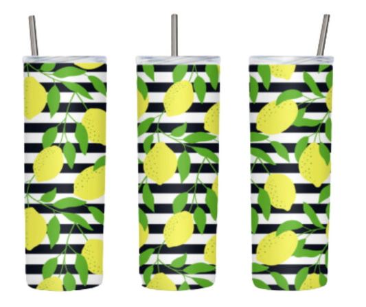 Lemons N Stripes Sublimation Tumbler