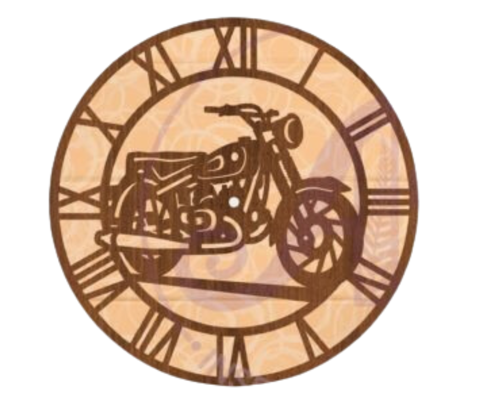 Laser Cut Clock Motorcycle