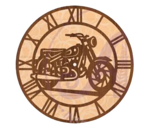 Laser Cut Clock Motorcycle