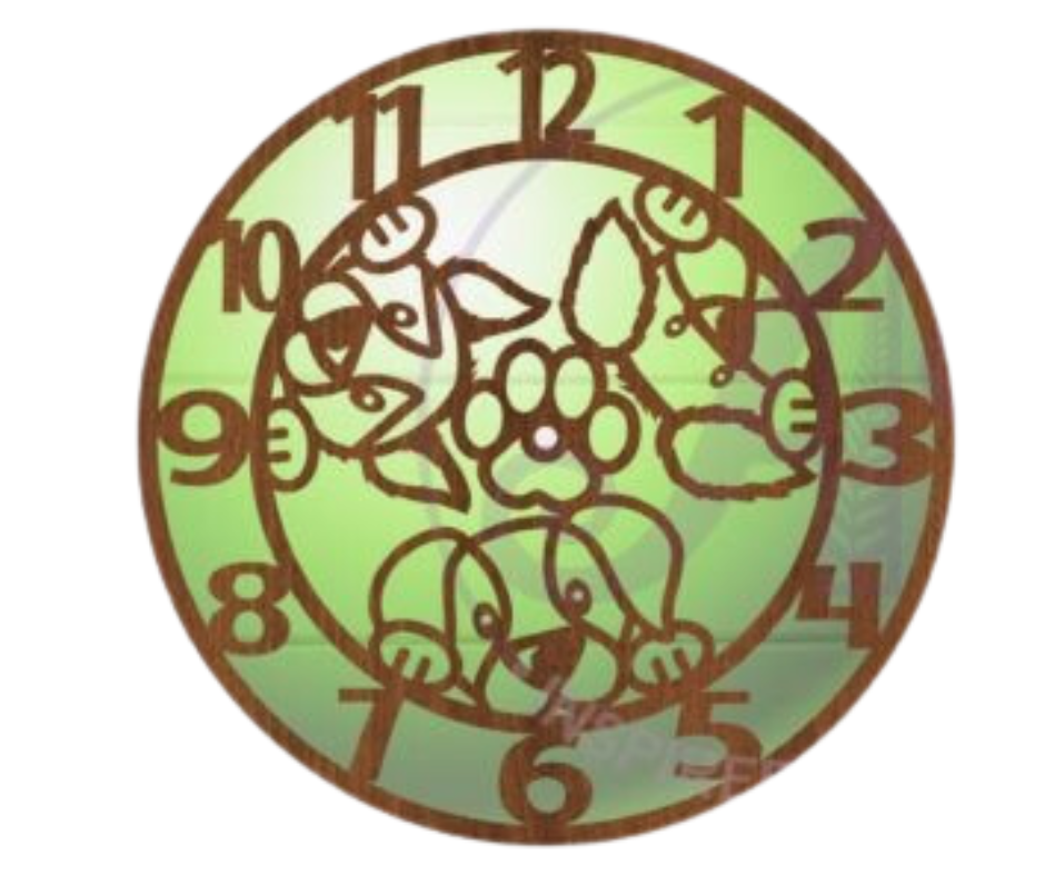 Laser Cut Clock Puppies