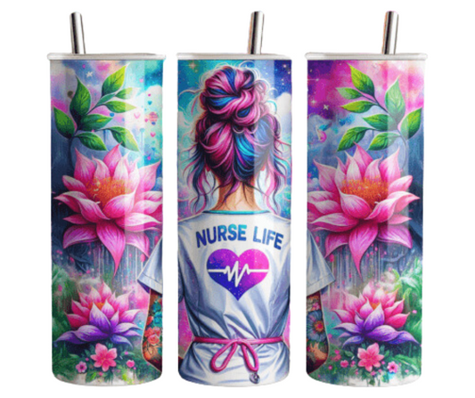 Nurse Life Floral Sublimation Tumbler