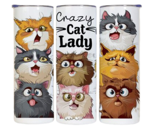 Crazy Cat Lady Cartoon Sublimation Tumbler