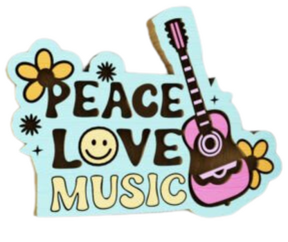 Laser Cut Magnet - Peace Love Music