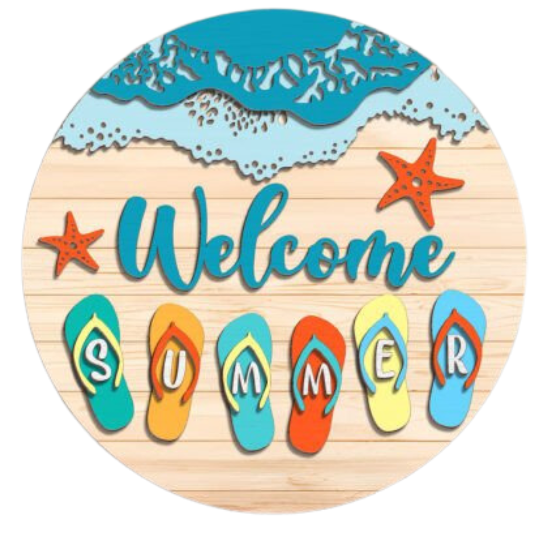 Laser Cut Summer Flip Flop Welcome Sign