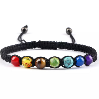 Natural Stone Beads Braided Chakra Bracelet Adjustable 4mm